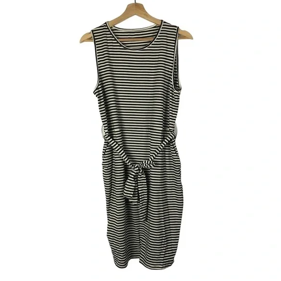 Cupshe Black & White Belted Stripe Mini Dress M - Picture 2 of 5